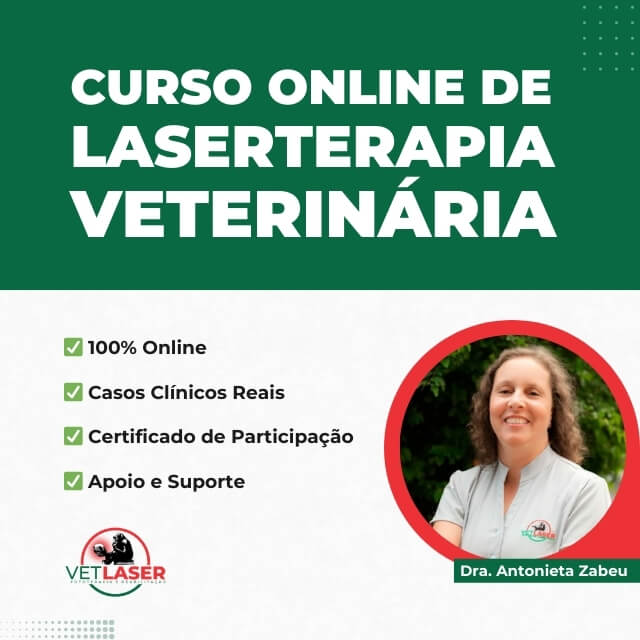 Cartaz do curso online de Laserterapia para veterinários com aulas EAD
